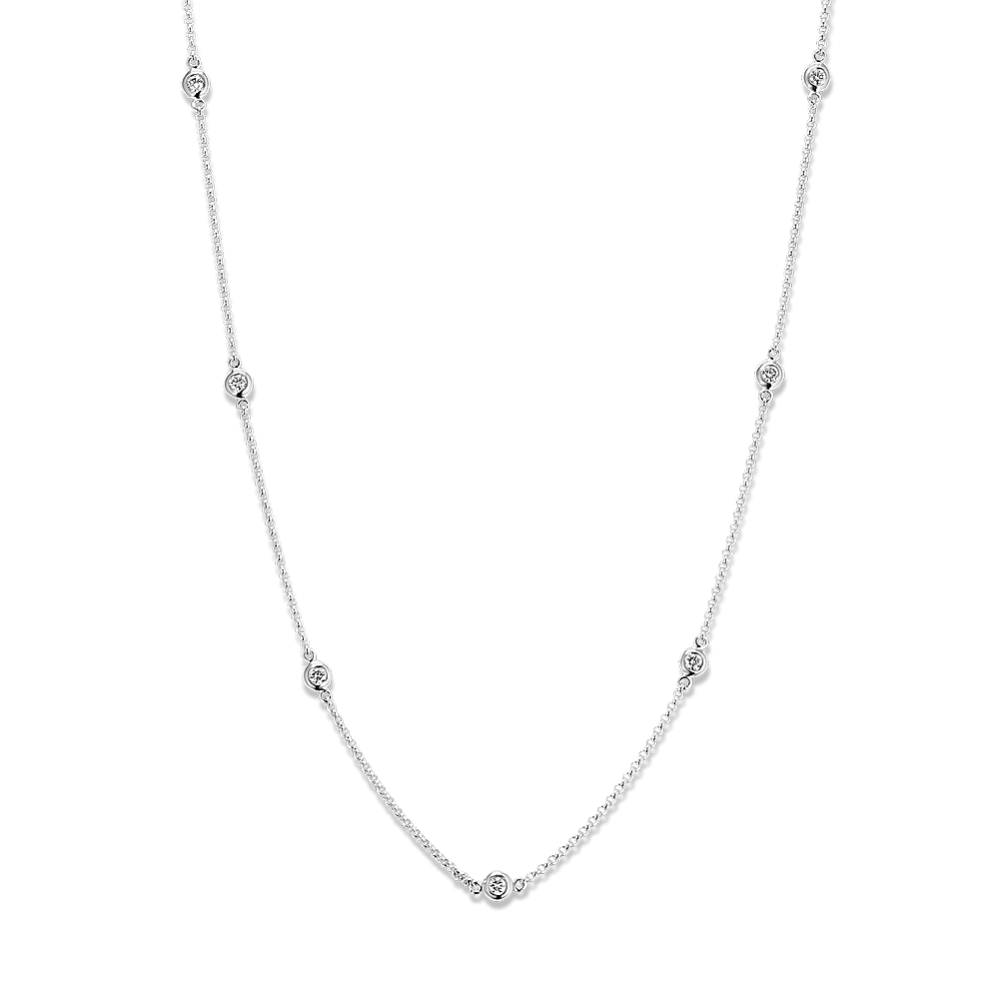 0.25 ct Bezel-Set Diamond Station Necklace (18 in)