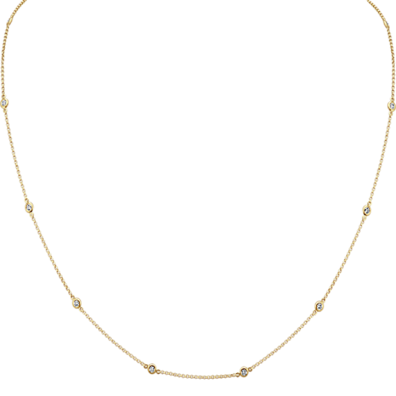 0.25 tcw Bezel-Set Diamond Station Necklace