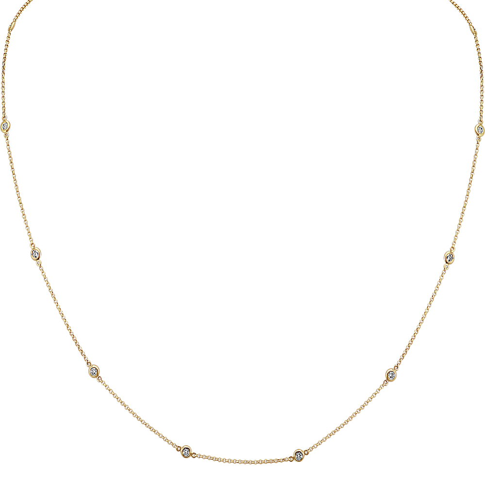 0.25 tcw Bezel-Set Diamond Station Necklace