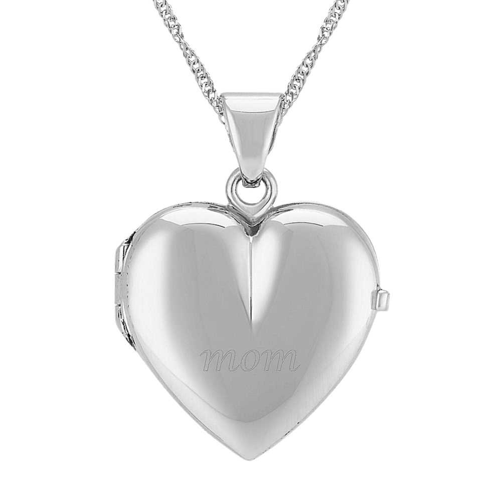 Heart Locket in 14k White Gold (18'')