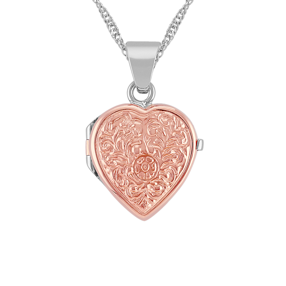 Heart Locket in 14k White and Rose Gold (18 in)