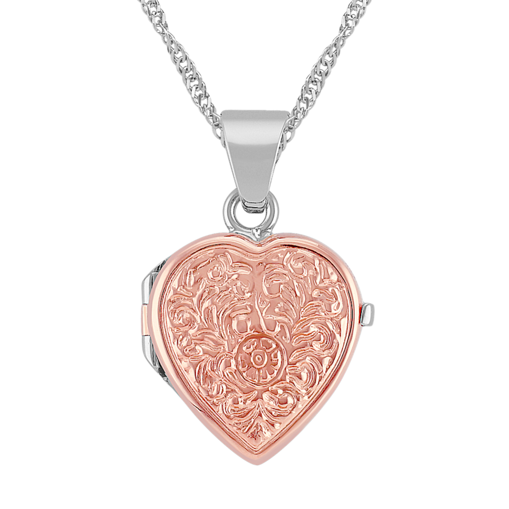 Heart Locket in 14k White and Rose Gold (18 in)