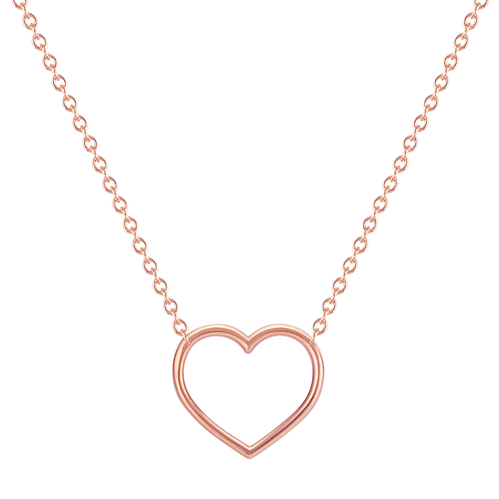 Heart Necklace in 14k Rose Gold (18'')