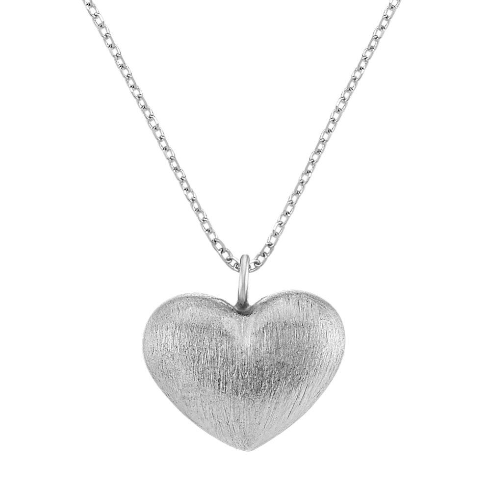 Heart Pendant in Sterling Silver with Satin Finish (18 in)