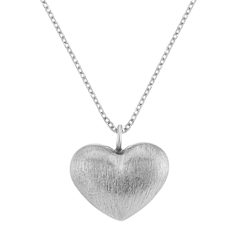 Heart Pendant in Sterling Silver with Satin Finish (18'')