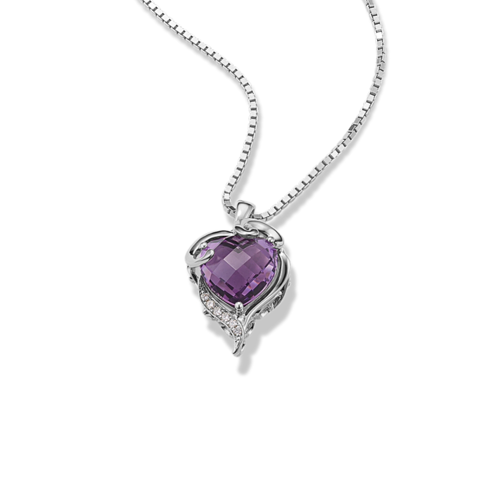 Lavinia Amethyst & Diamond Heart Pendant