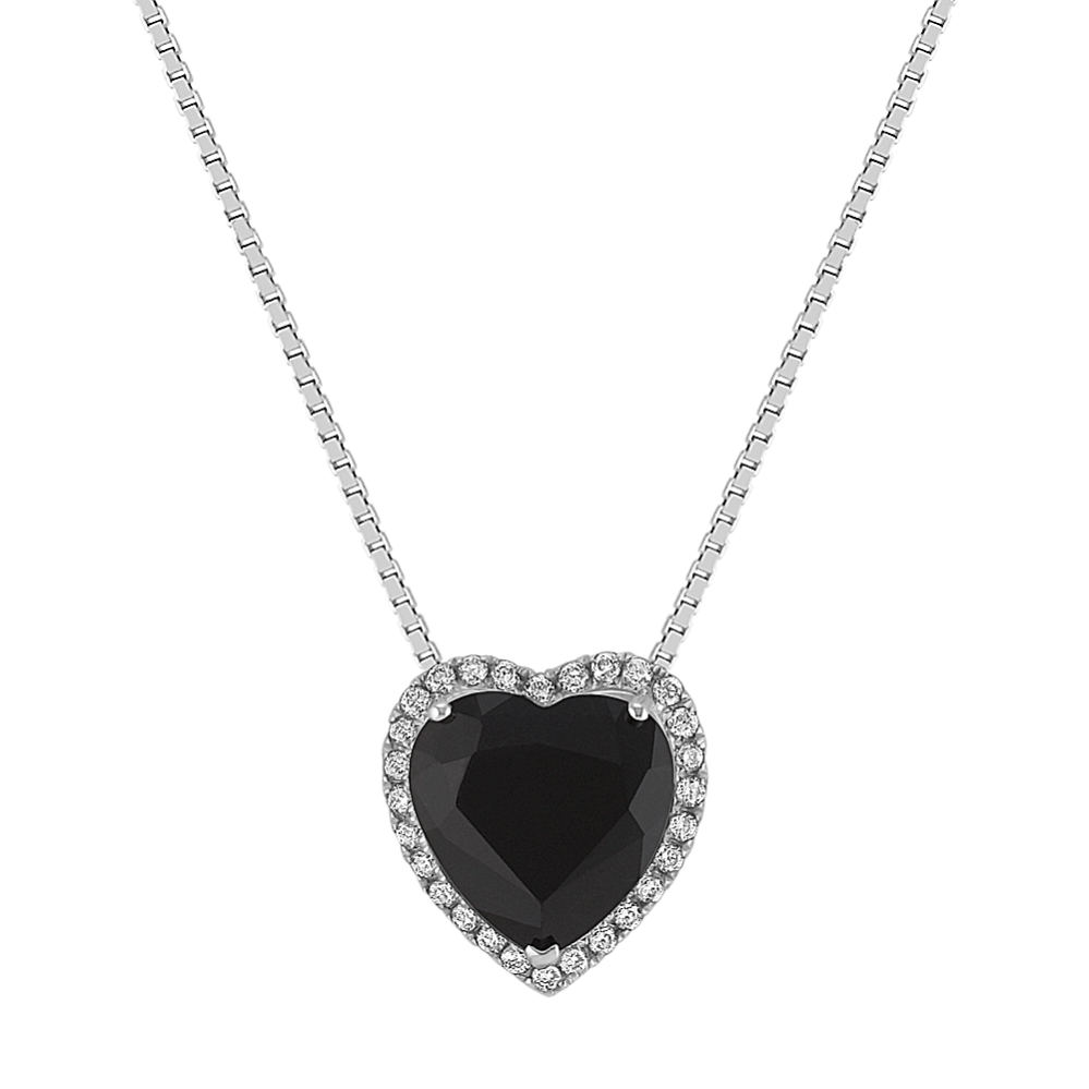 Desiree Black Sapphire & Diamond Halo Pendant