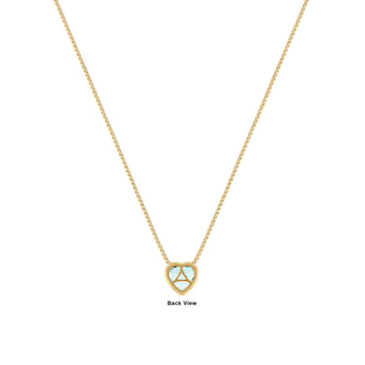 Heart Shaped Blue Topaz Pendant in 14k Yellow Gold (18 in)