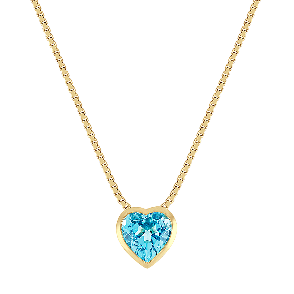 YELLOW GOLD NECKLACE WITH PINK HEART SHAPED GEMSTONE