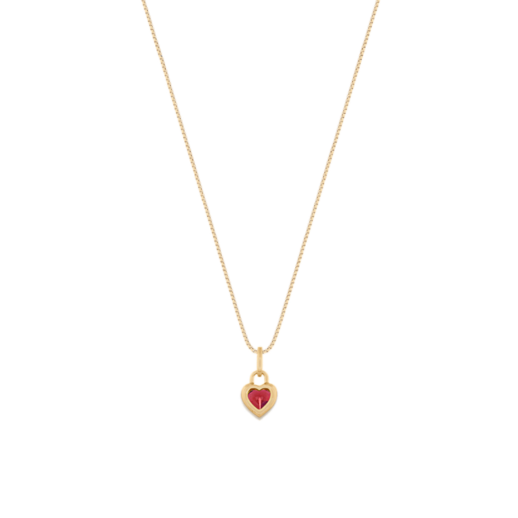 Heart-Shaped Natural Garnet Pendant in 14k Yellow Gold (18 in)