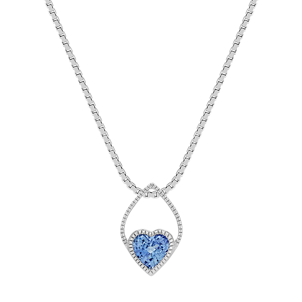 Heart-Shaped Kentuky Blue Sapphire Pendant (20 in)