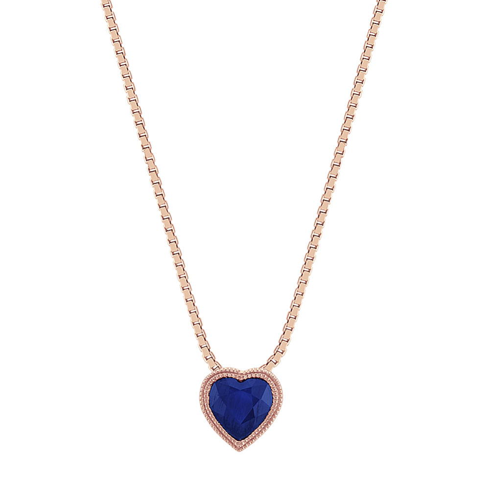 Heart-Shaped Midnight Blue Sapphire Pendant (18'')