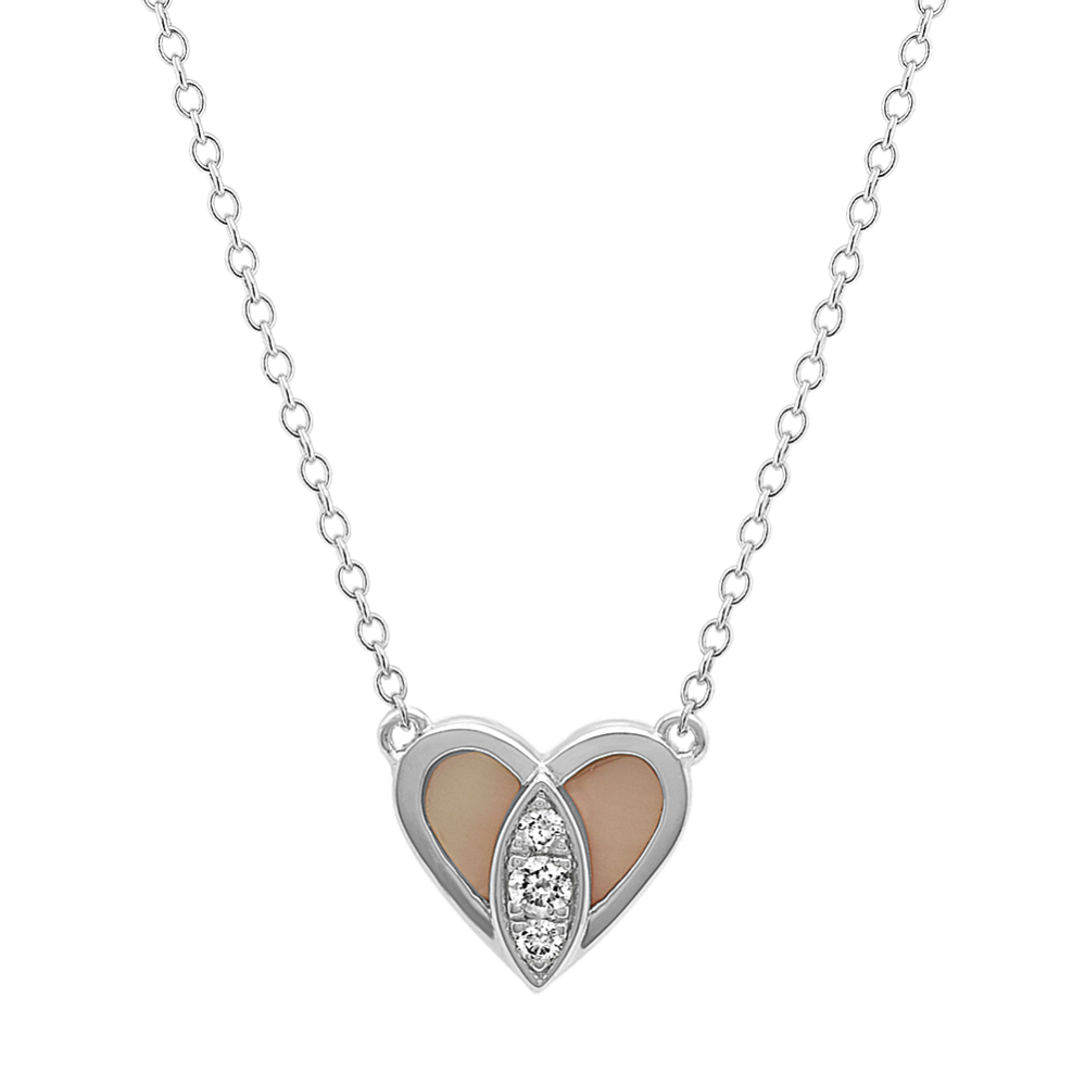 Heart-Shaped Pink Mother-of-Pearl Necklace (18 in)