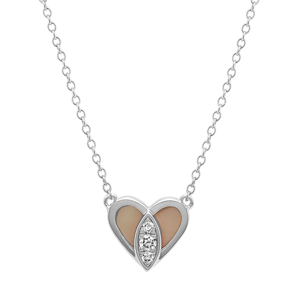 Heart-Shaped Pink Mother-of-Pearl Necklace (18'')