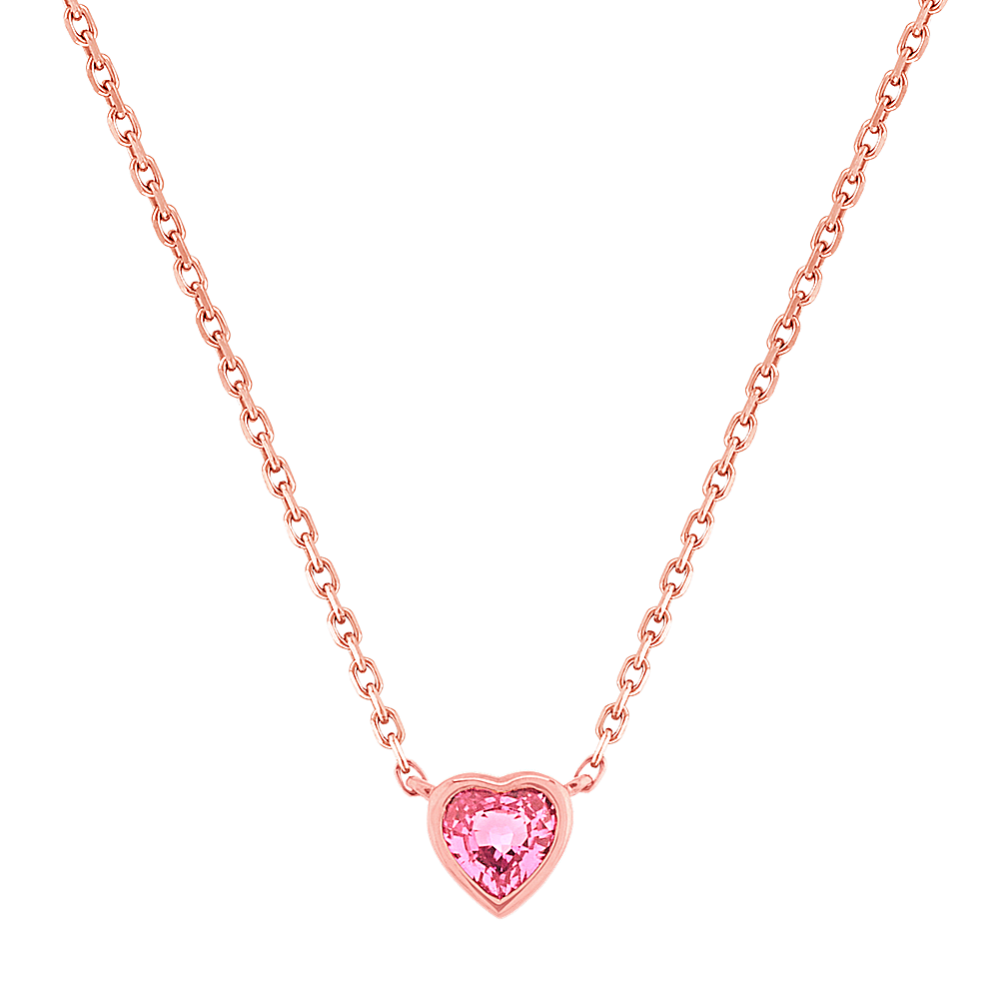 Heart-Shaped Pink Sapphire Pendant in 14K Rose Gold (20 in)