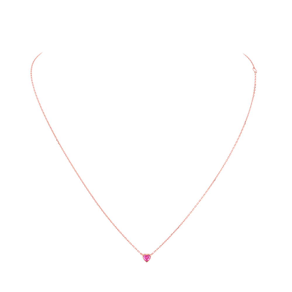 Heart-Shaped Pink Sapphire Pendant in 14K Rose Gold (20 in) | Shane Co.