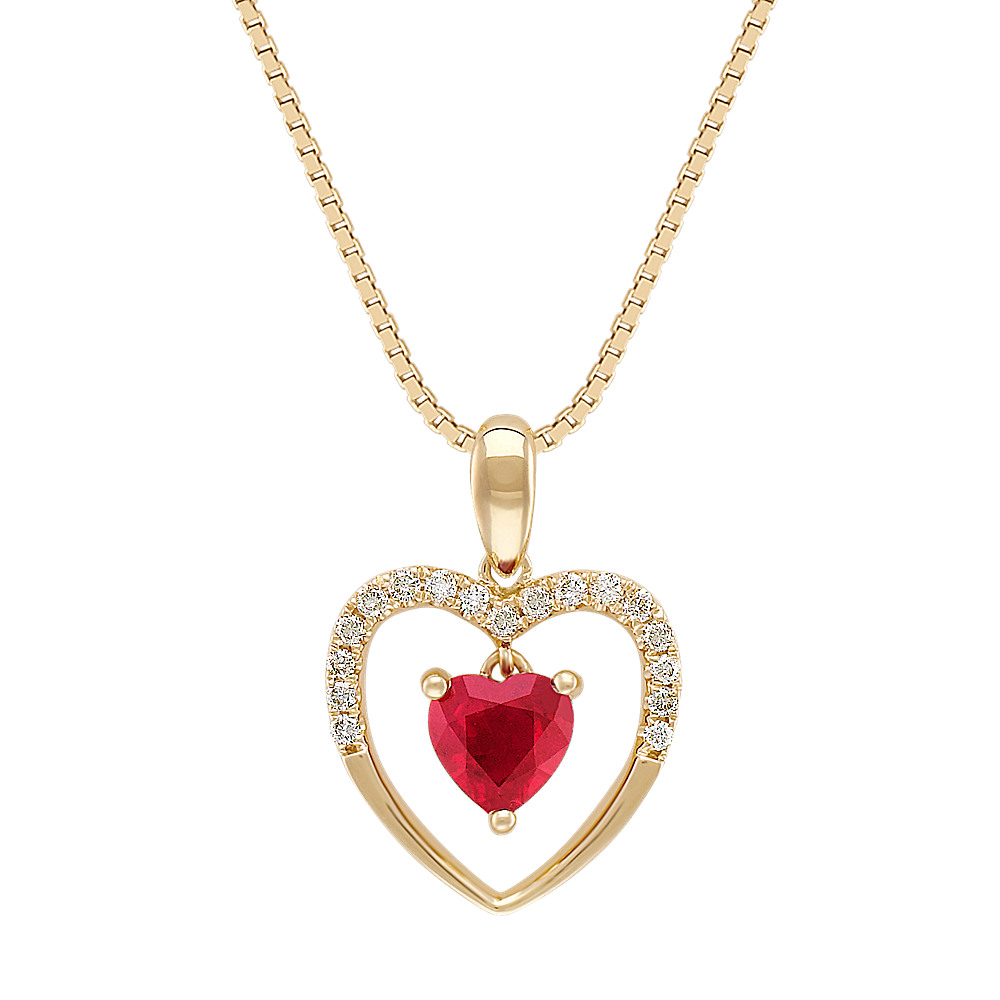 Heart Shaped Ruby And Diamond Pendant In 14k Yellow Gold 18 - Yellow Gold Open Heart Pendant Heart Shaped Ruby And Diamond Pendant In 14k Yellow Gold 18 - Yellow Gold Open Heart Pendant