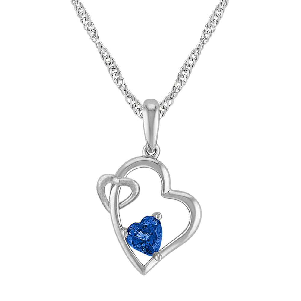 Heart-Shaped Sapphire Double Heart Pendant (20 in)