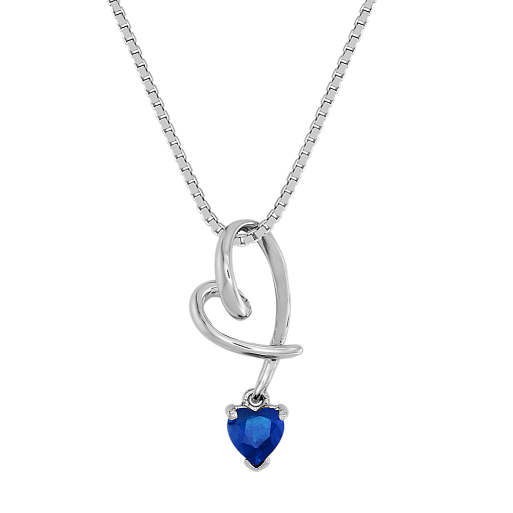 Heart-Shaped Sapphire Heart Pendant (18'')