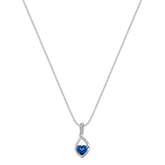 Heart-Shaped Sapphire Pendant in Sterling Silver (18 in) | Shane Co.