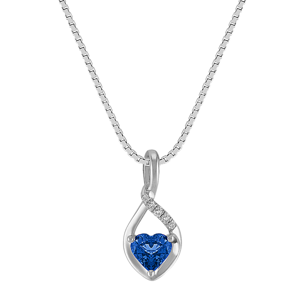 Heart-Shaped Sapphire Pendant in Sterling Silver (18 in)