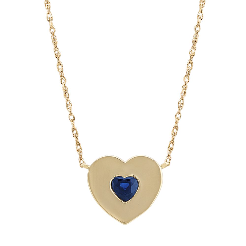 Heart-Shaped Traditional Blue Sapphire Necklace (18 in)