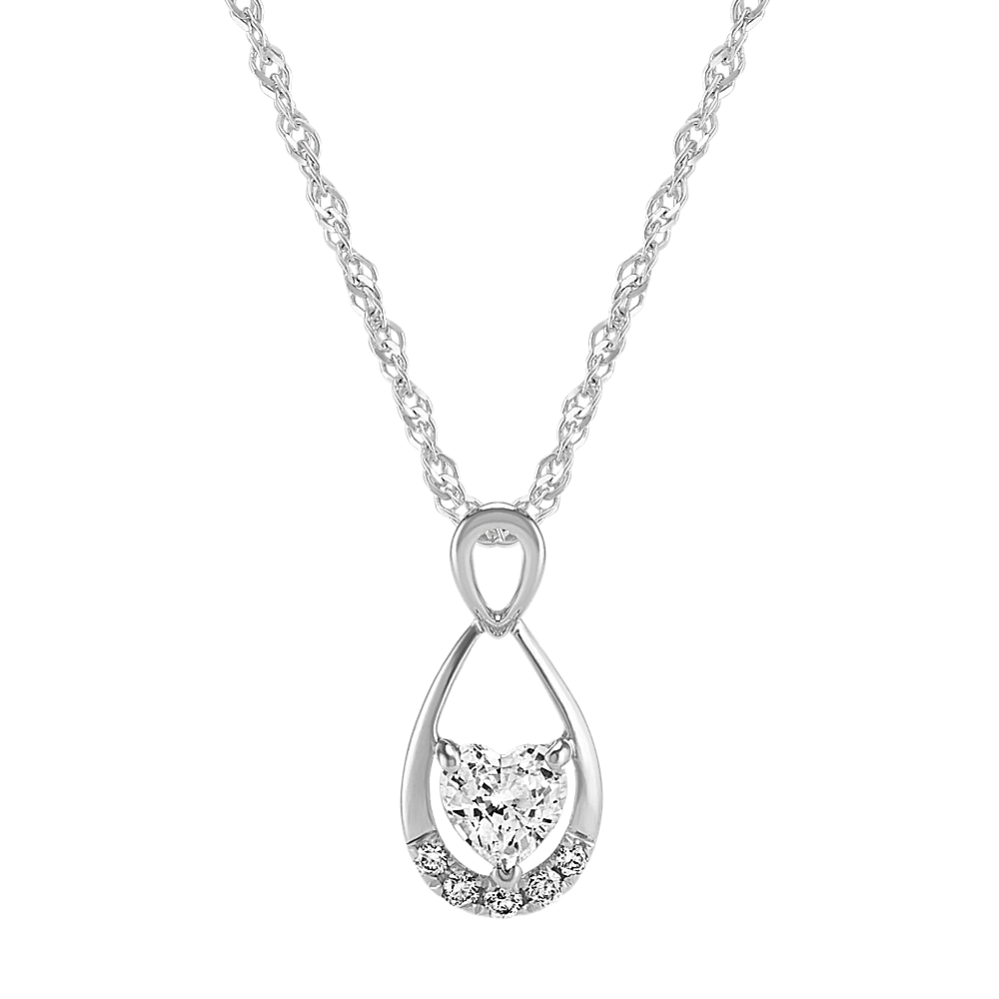 Heart-Shaped & Round White Sapphire Pendant (20 in.)