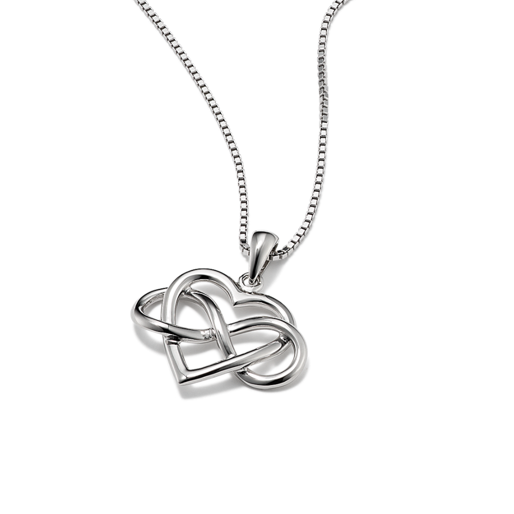 Charlie Heart and Infinity Pendant in Sterling Silver (20 in)