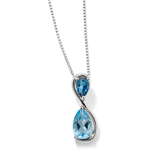 Henrietta Infinity Natural Blue Topaz Pendant in Sterling Silver (20 in)
