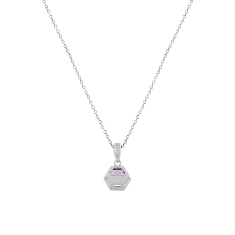 Hexagon Natural Amethyst Pendant in Sterling Silver (18 in)