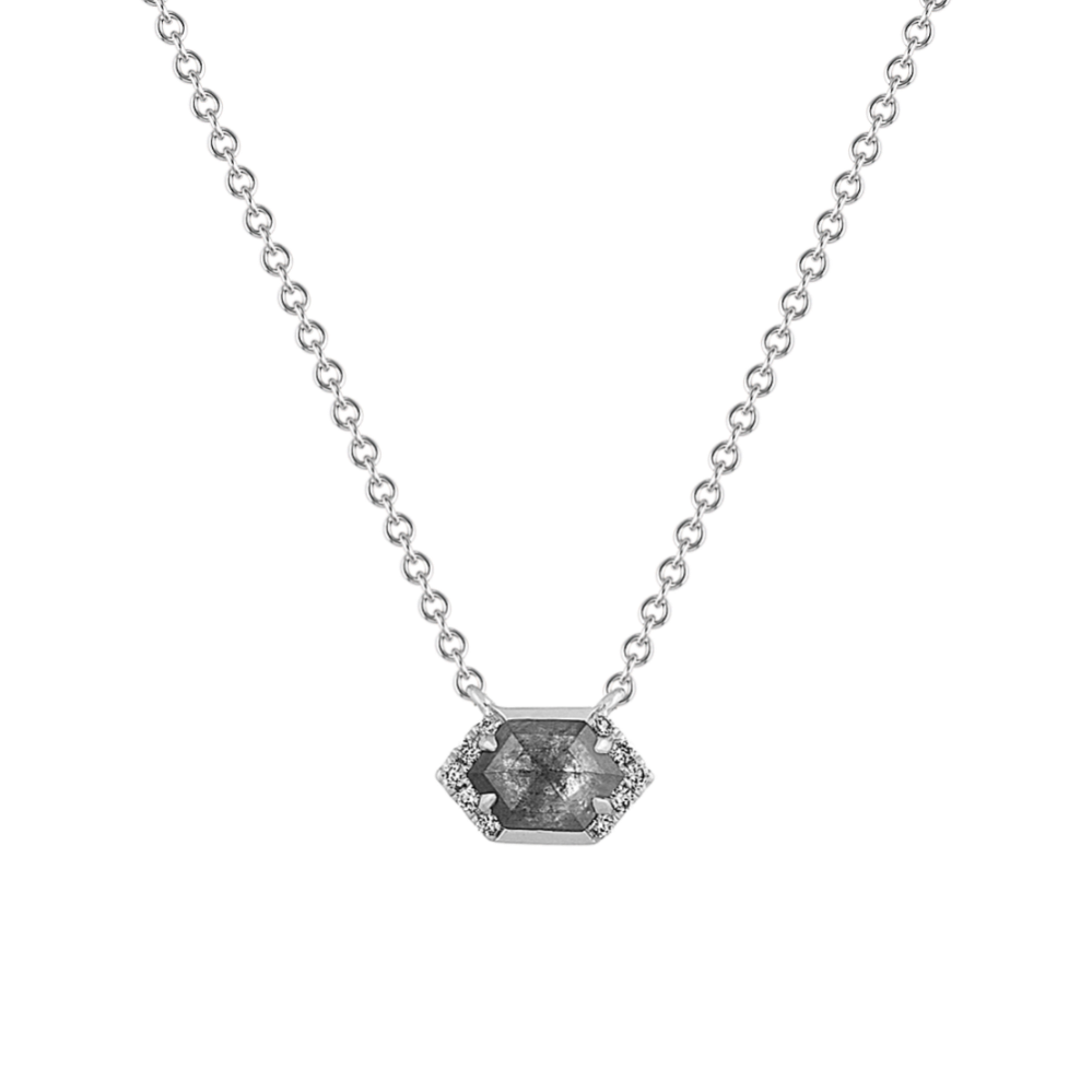 Hexagon Pepper Diamond Necklace in 14K White Gold (18 in)