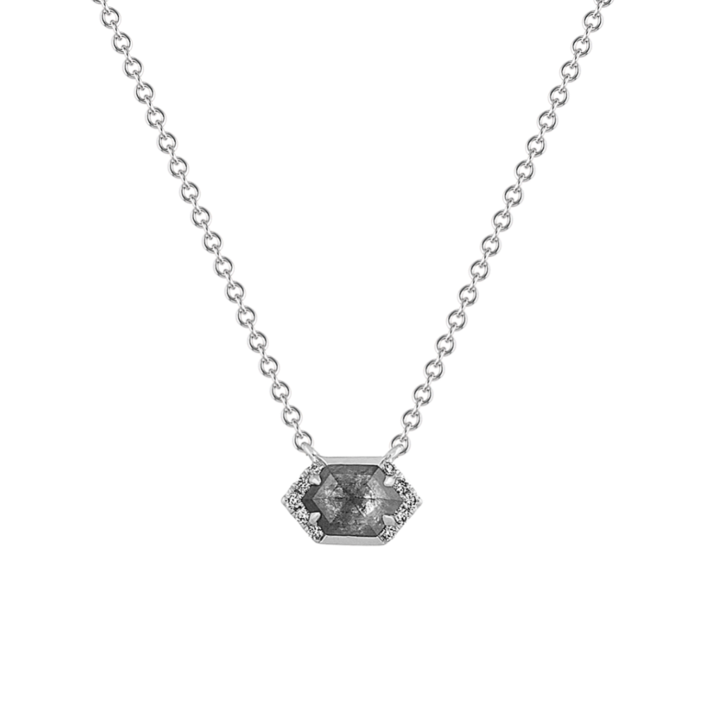 Hexagon Pepper Diamond Necklace in 14K White Gold (18'')