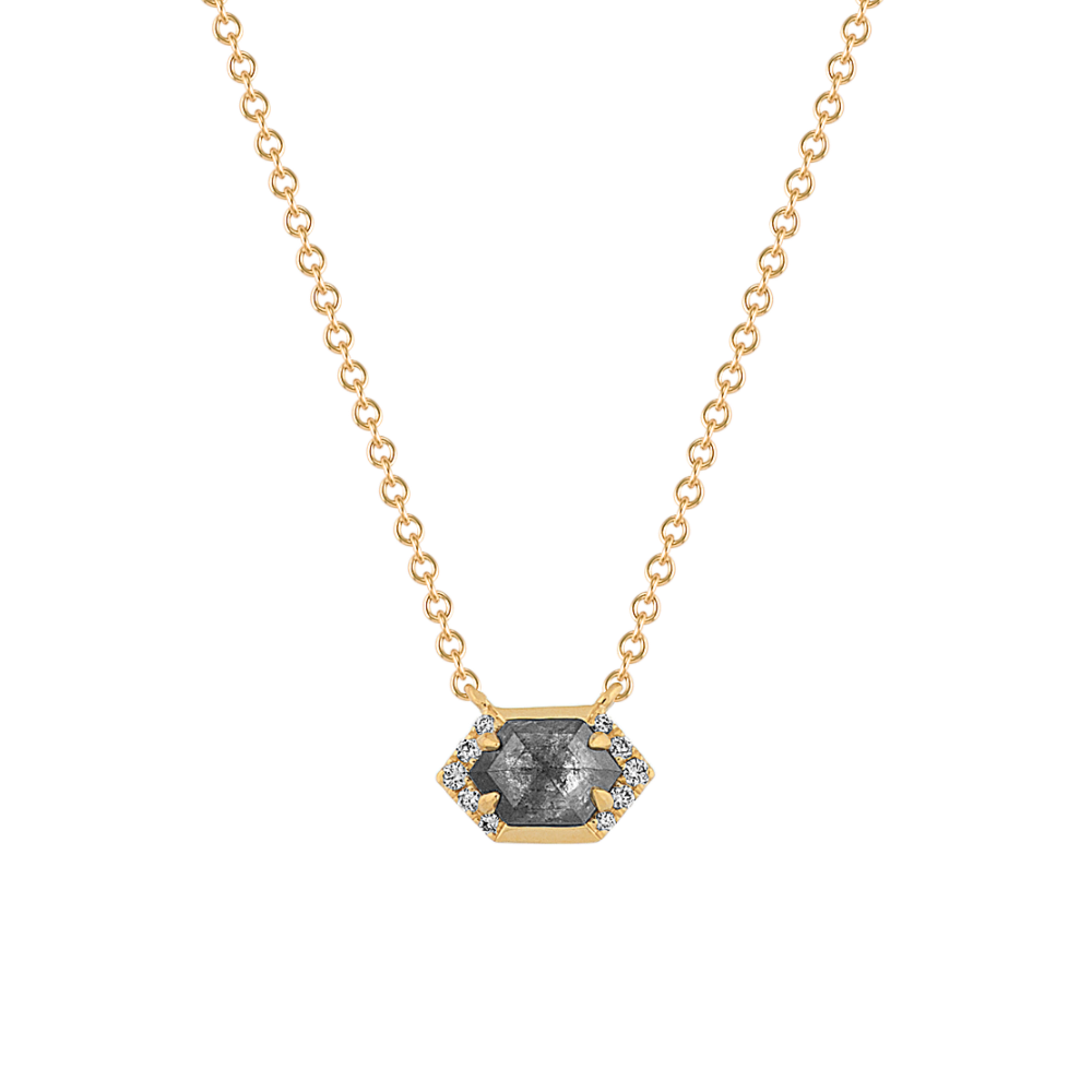 Hexagon Pepper Natural Diamond Necklace in 14k Yellow Gold (18 in)