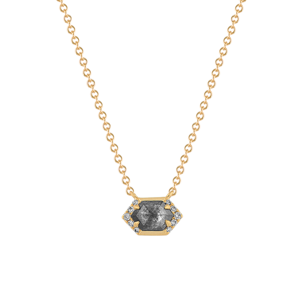 Hexagon Pepper Diamond Necklace in 14k Yellow Gold (18 in)