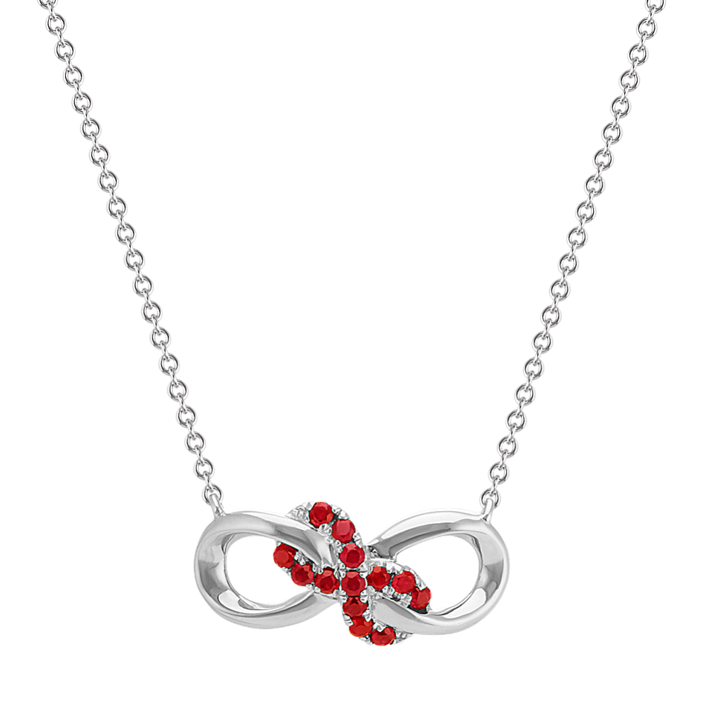 Holland Ruby Infinity Necklace in Sterling Silver (18'')