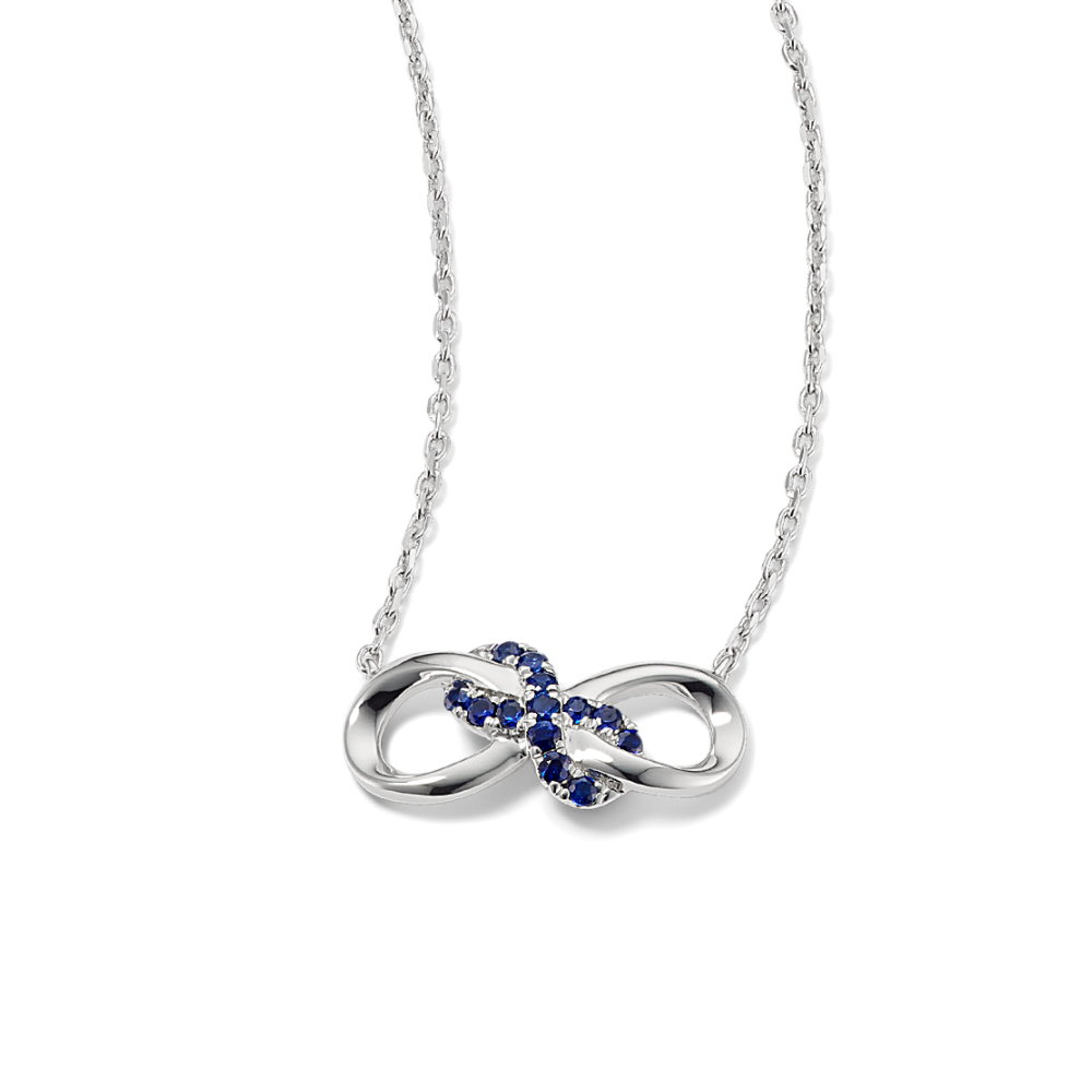 Holland Natural Sapphire Infinity Necklace in Sterling Silver (18 in)