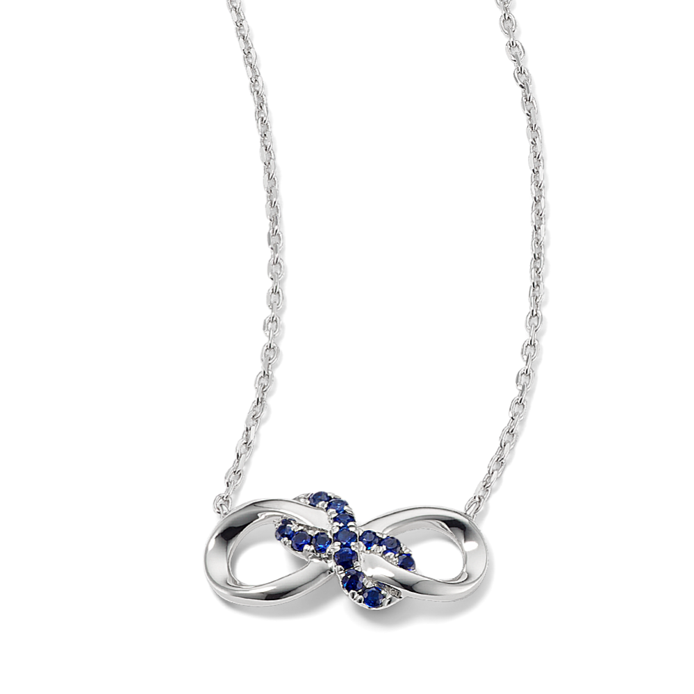 Sapphire Knot Infinity Necklace in Sterling Silver