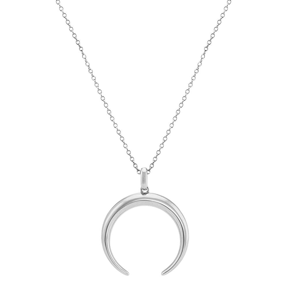 Horn Pendant in 14k White Gold (22'')