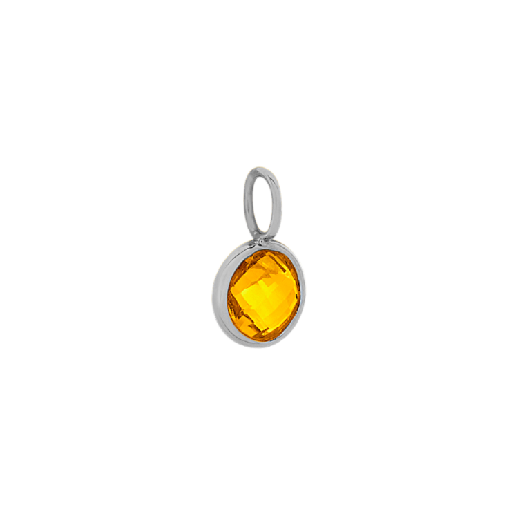 I Love Our Adventures - Natural Citrine Charm in 14k White Gold