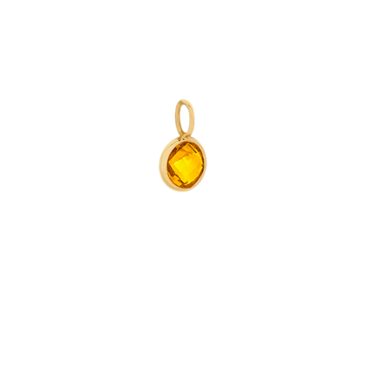 I Love Our Adventures - Natural Citrine Charm in 14k Yellow Gold