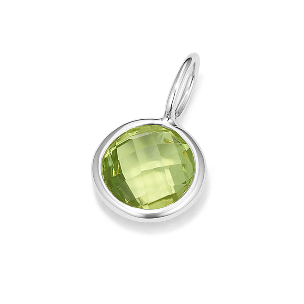 I Will Be Right Here - Peridot Charm in 14k White Gold