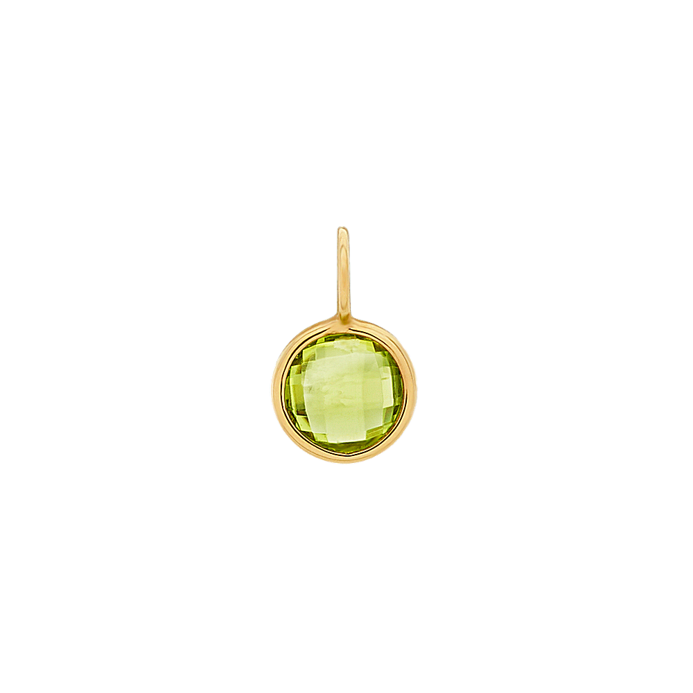 I Will Be Right Here - Natural Peridot Charm in 14k Yellow Gold