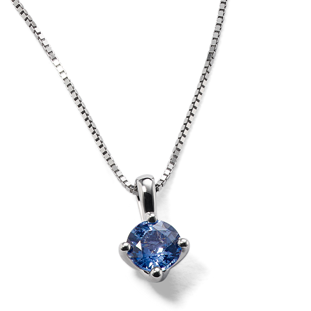 5mm Ice Blue Sapphire Solitaire Pendant (18 in)