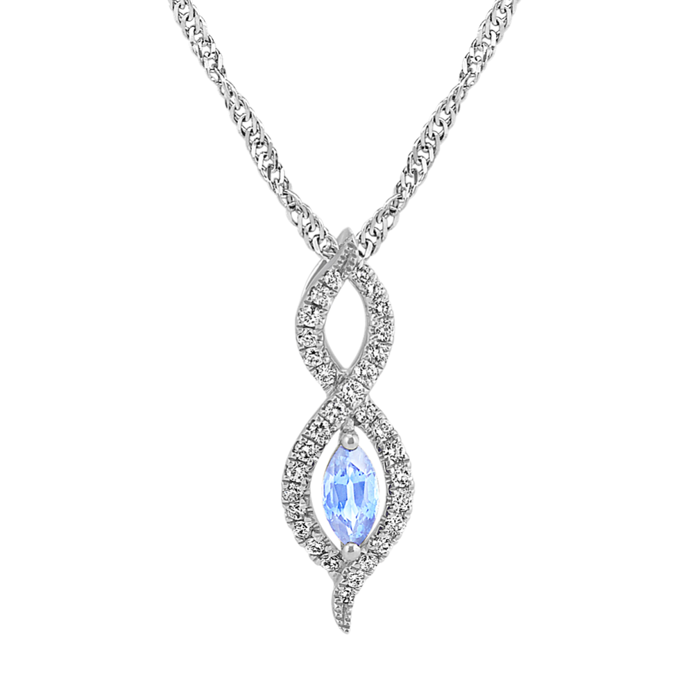 Ice Blue Sapphire & Diamond Infinity Pendant (18 in)
