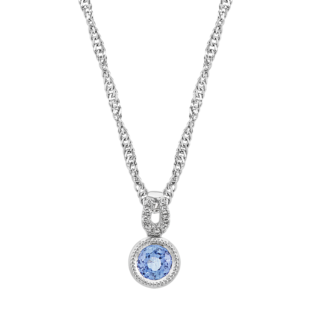 Ice Blue Sapphire and Diamond Pendant (18 in)