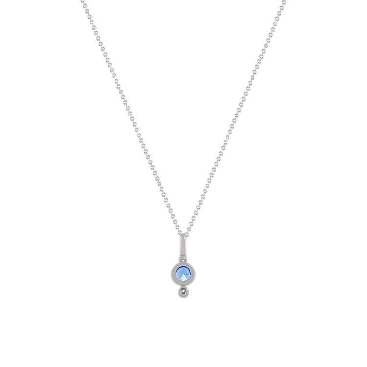 Ice Blue Natural Sapphire and Natural Diamond Pendant (20 in)