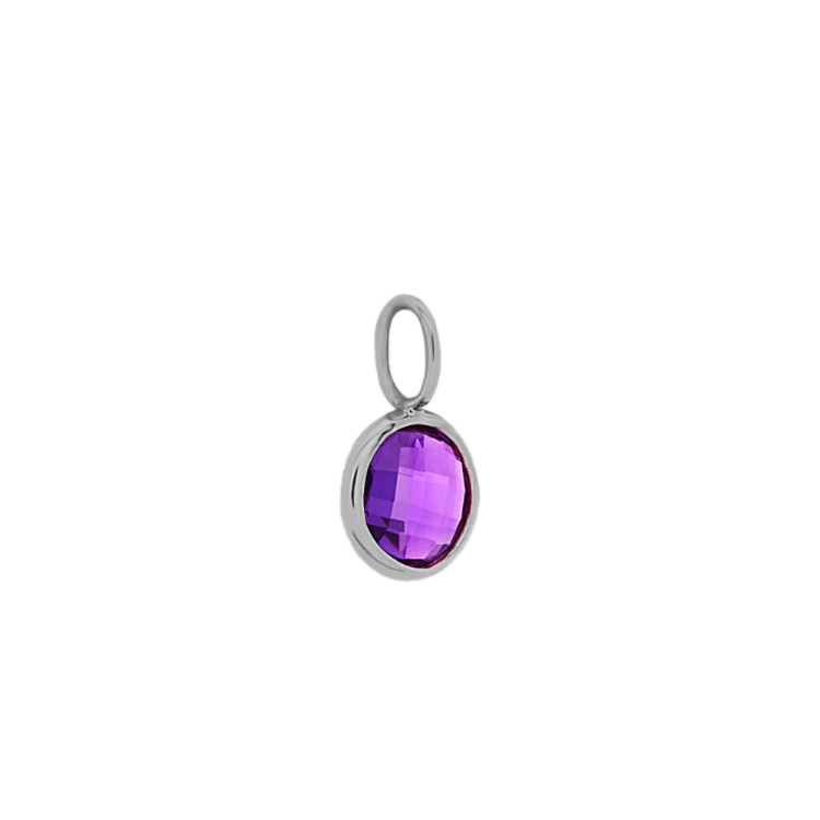 In Awe of You - Natural Amethyst Charm in 14k White Gold