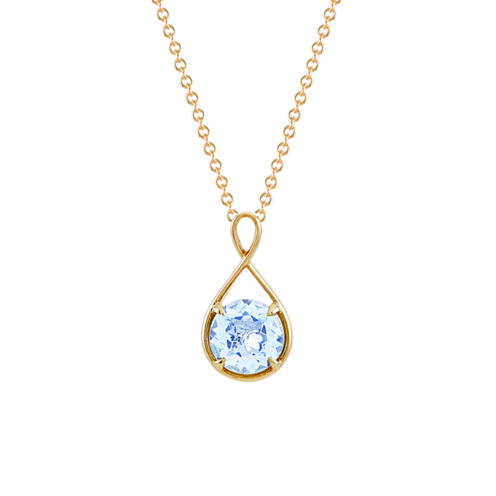 Tana Aquamarine Infinity Pendant in 14K Yellow Gold (24'')