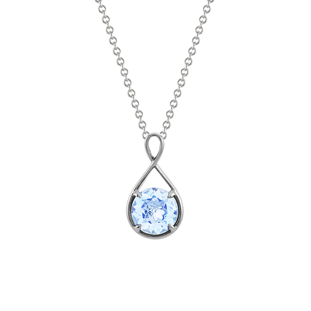 Tana Aquamarine Infinity Pendant in 14K White Gold (24'')