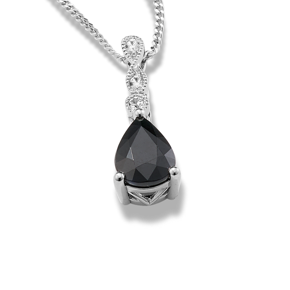 Infinity Black and White Natural Sapphire Pendant (22 in)